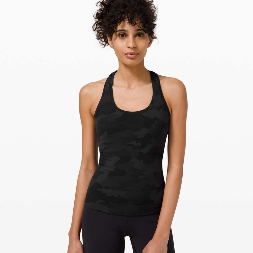Lululemon cool racerback  Black/Grey Camouflage Tank Top size 4